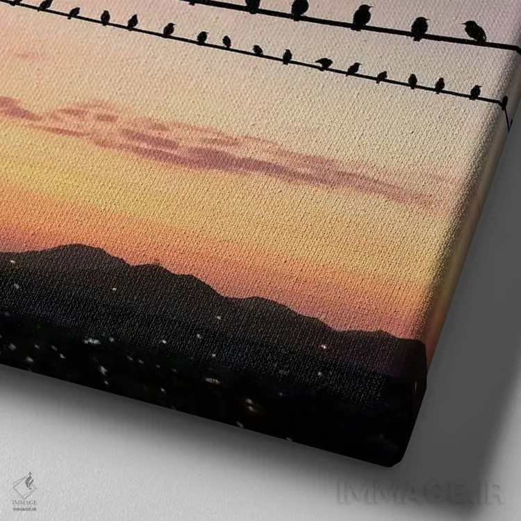 تابلو پرنده روی سیم اثر عبدالله ایویندار - نمای نزدیک بافت بوم