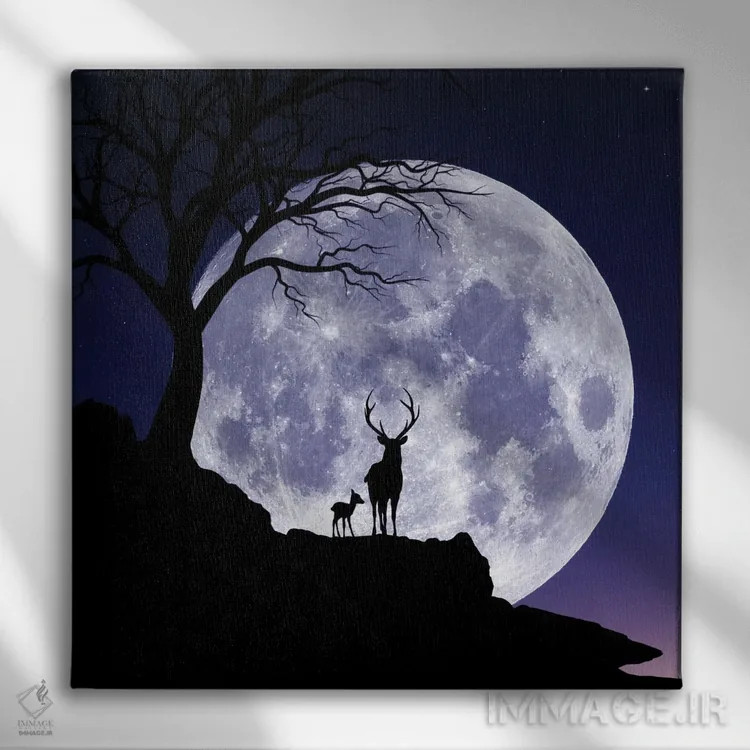 تابلو ماه و غزال اثر عبدالله ایویندار - نمای روبهرو روی دیوار