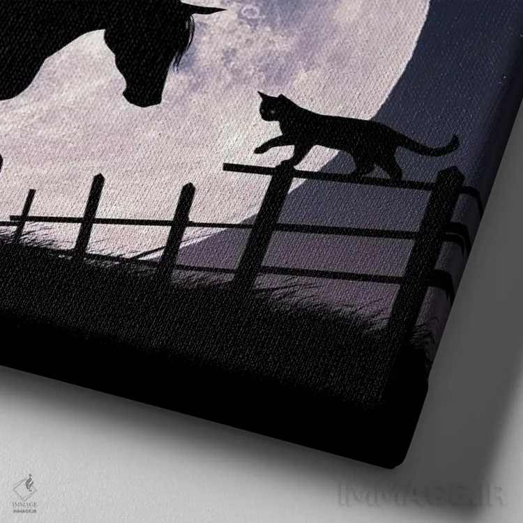 تابلو اسب و ماه اثر عبدالله ایویندار - نمای نزدیک بافت بوم