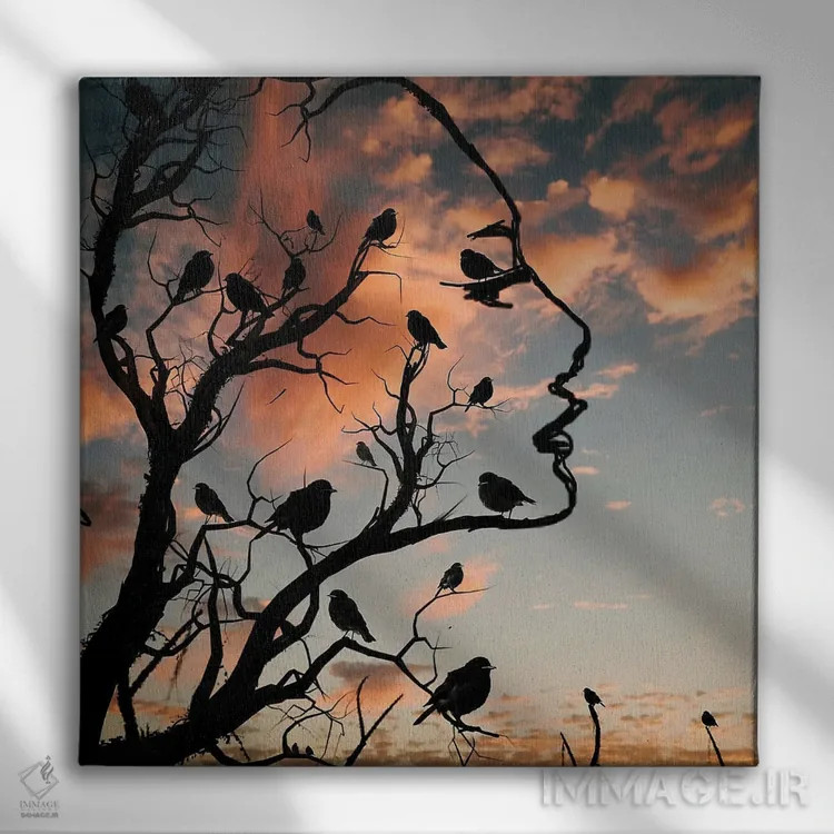 تابلو آشیانه پرنده اثر عبدالله ایویندار - نمای روبهرو روی دیوار