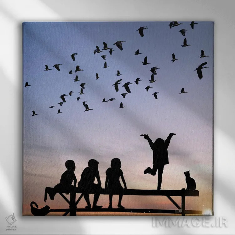 تابلو کودکان شاد اثر عبدالله ایویندار - نمای روبهرو روی دیوار