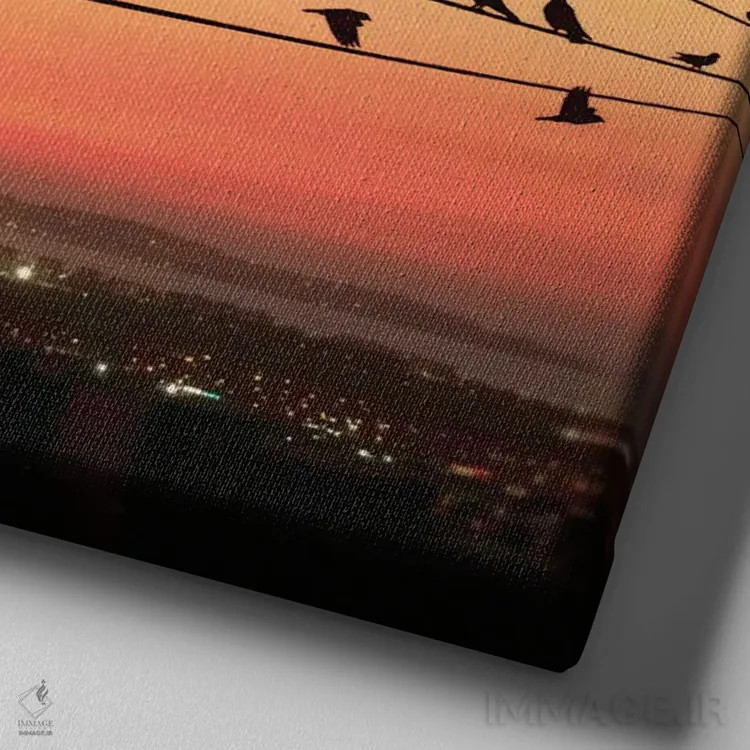 تابلو غروب پرنده اثر عبدالله ایویندار - نمای نزدیک بافت بوم