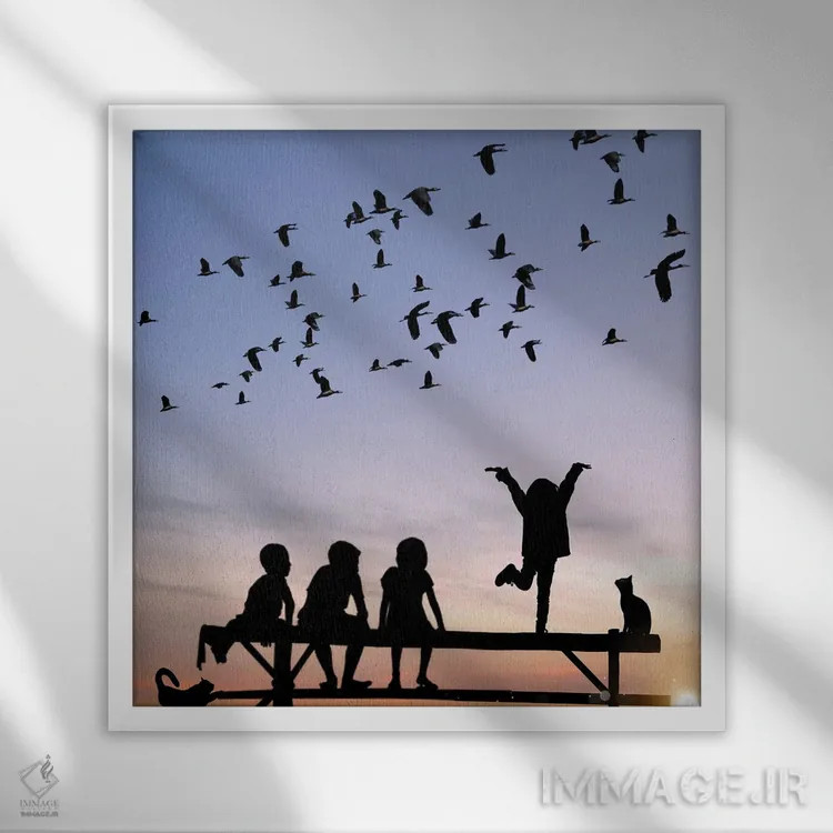 تابلو کودکان شاد اثر عبدالله ایویندار - نمای قابدار سفید