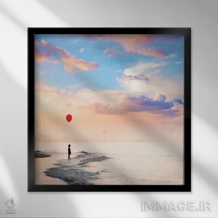 تابلو بادکنک قرمز اثر عبدالله ایویندار - نمای قابدار مشکی