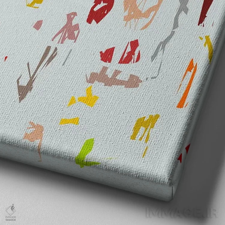 تابلو خطخطیهای رنگارنگ III اثر آنجِل استوز - نمای نزدیک بافت بوم