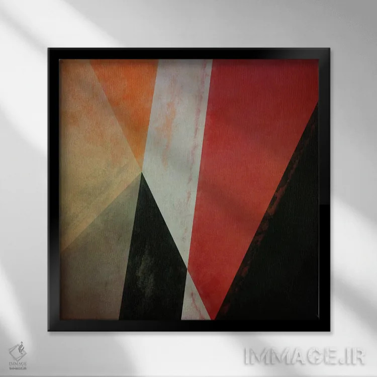 تابلو هندسی با مثلثها XXIII اثر آنجِل استوز - نمای قابدار مشکی