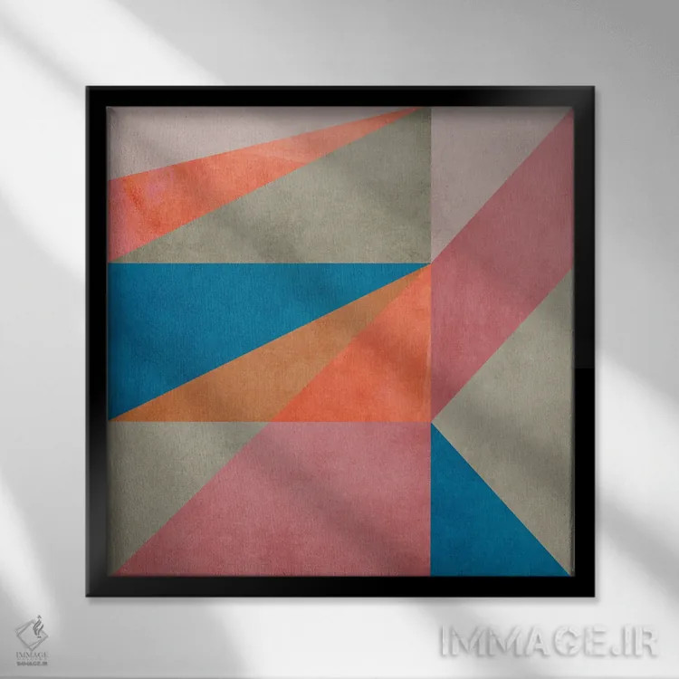 تابلو هندسی با مثلثها XXV اثر آنجِل استوز - نمای قابدار مشکی