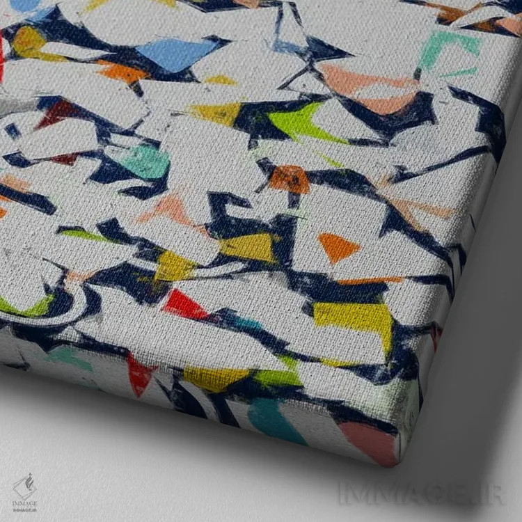 تابلو ترکیب رنگها و اشکال VIII اثر آنجِل استوز - نمای نزدیک بافت بوم