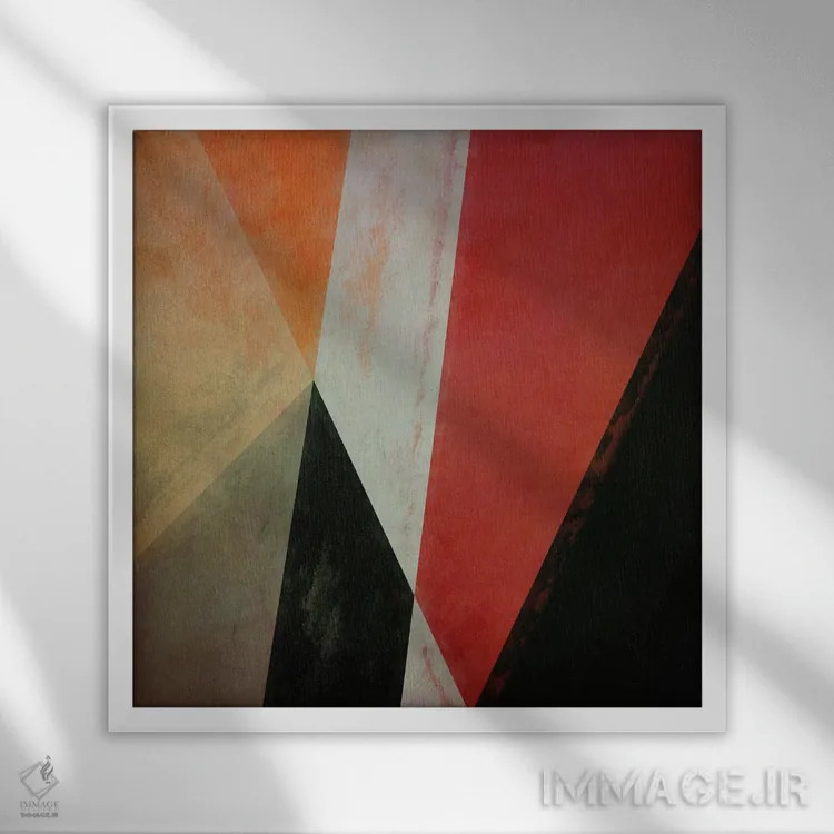 تابلو هندسی با مثلثها XXIII اثر آنجِل استوز - نمای قابدار سفید