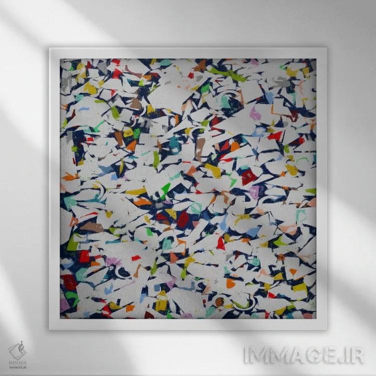 تابلو ترکیب رنگها و اشکال VIII اثر آنجِل استوز - نمای قابدار سفید