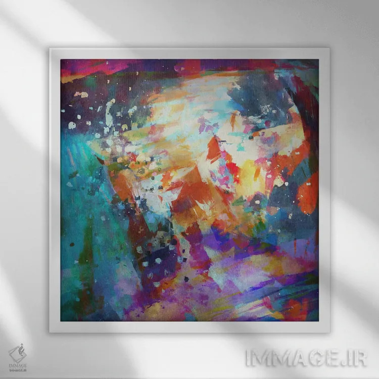 تابلو چنباور ضربه قلم II اثر آنجِل استوز - نمای قابدار سفید