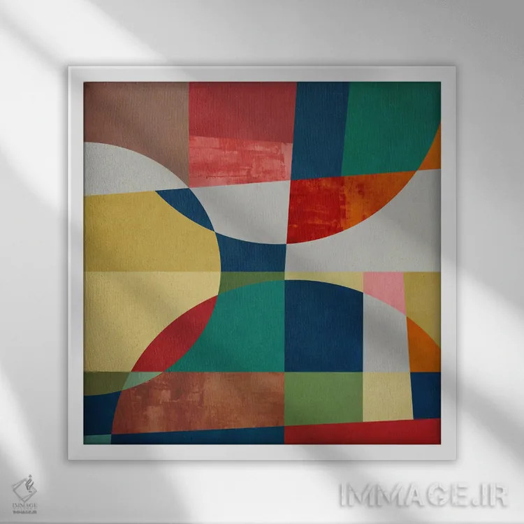 تابلو مفهوم هندسی LVI اثر آنجِل استوز - نمای قابدار سفید