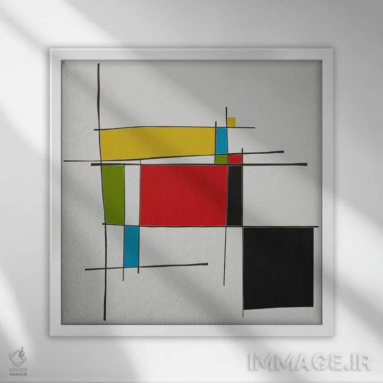 تابلو یاد موندریان II اثر آنجِل استوز - نمای قابدار سفید