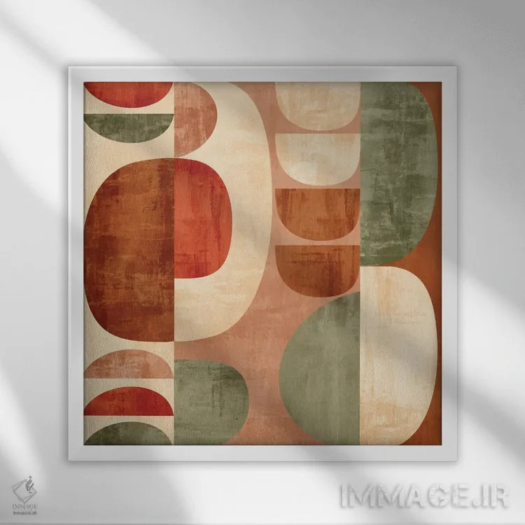 تابلو قطعات گرد شمارهٔ پانزده اثر آنجِل استوز - نمای قابدار سفید