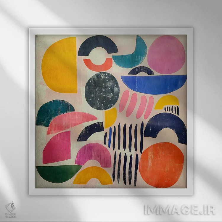 تابلو قطعات رنگی شمارهٔ سیزده اثر آنجِل استوز - نمای قابدار سفید