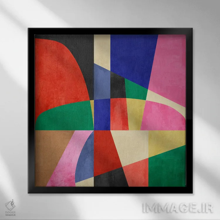 تابلو ساختار هندسی شمارهٔ پنجاه اثر آنجِل استوز - نمای قابدار مشکی