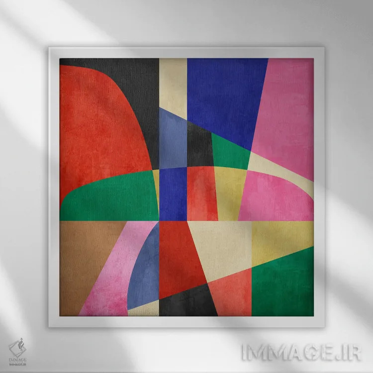 تابلو ساختار هندسی شمارهٔ پنجاه اثر آنجِل استوز - نمای قابدار سفید