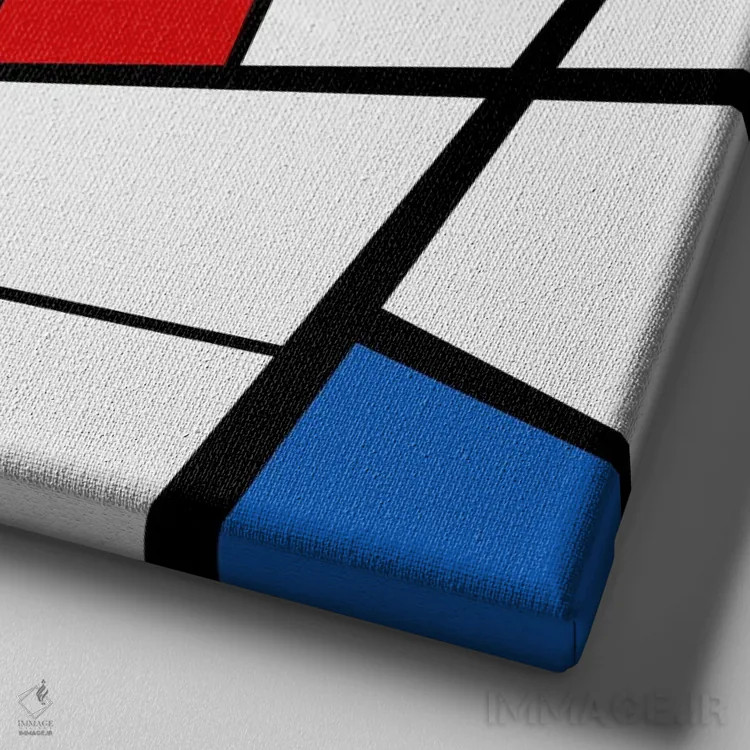 تابلو یاد موندریان شمارهٔ چهار (ادای احترام به Mondrian) اثر آنجِل استوز - نمای نزدیک بافت بوم