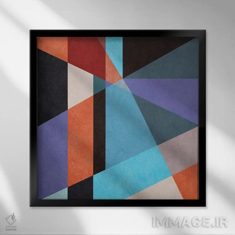 تابلو مفهوم هندسی شمارهٔ صد و چهارده اثر آنجِل استوز - نمای قابدار مشکی