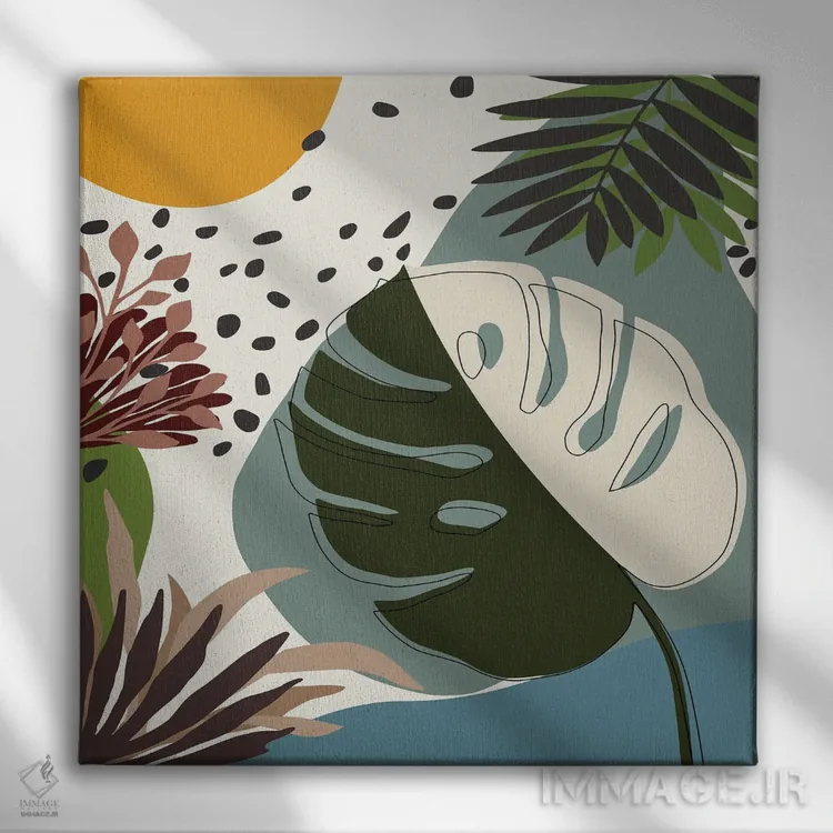 تابلو منظرهٔ گرمسیری مینیمال شمارهٔ دو اثر آنجِل استوز - نمای روبهرو روی دیوار