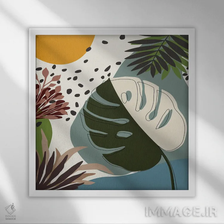 تابلو منظرهٔ گرمسیری مینیمال شمارهٔ دو اثر آنجِل استوز - نمای قابدار سفید