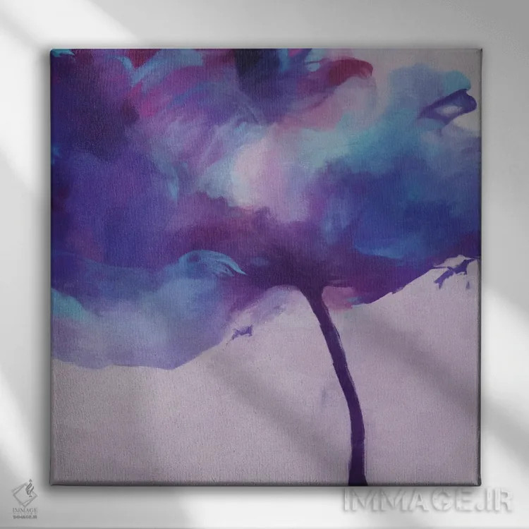 تابلو لالهٔ بنفش اثر آنجِل استوز - نمای روبهرو روی دیوار