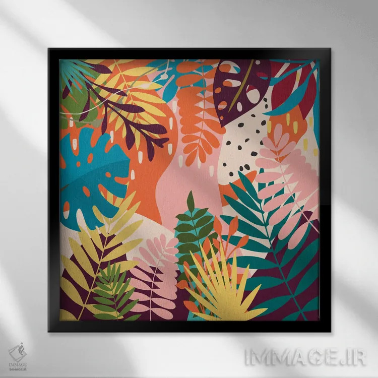 تابلو باغ گرمسیری اثر آنجِل استوز - نمای قابدار مشکی