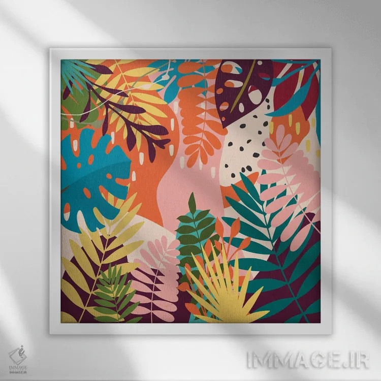 تابلو باغ گرمسیری اثر آنجِل استوز - نمای قابدار سفید