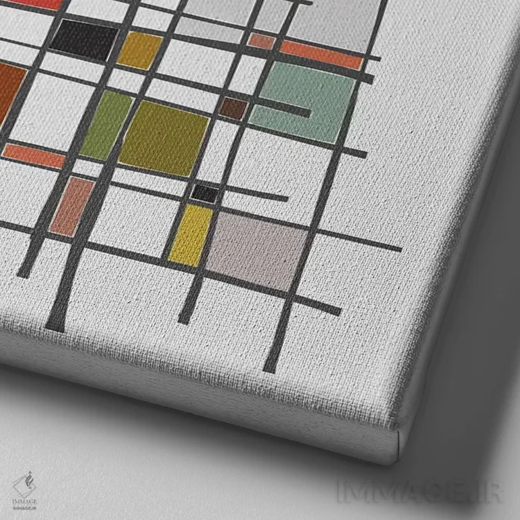 تابلو اشارهٔ موندریان (سبک هنری) اثر آنجِل استوز - نمای نزدیک بافت بوم