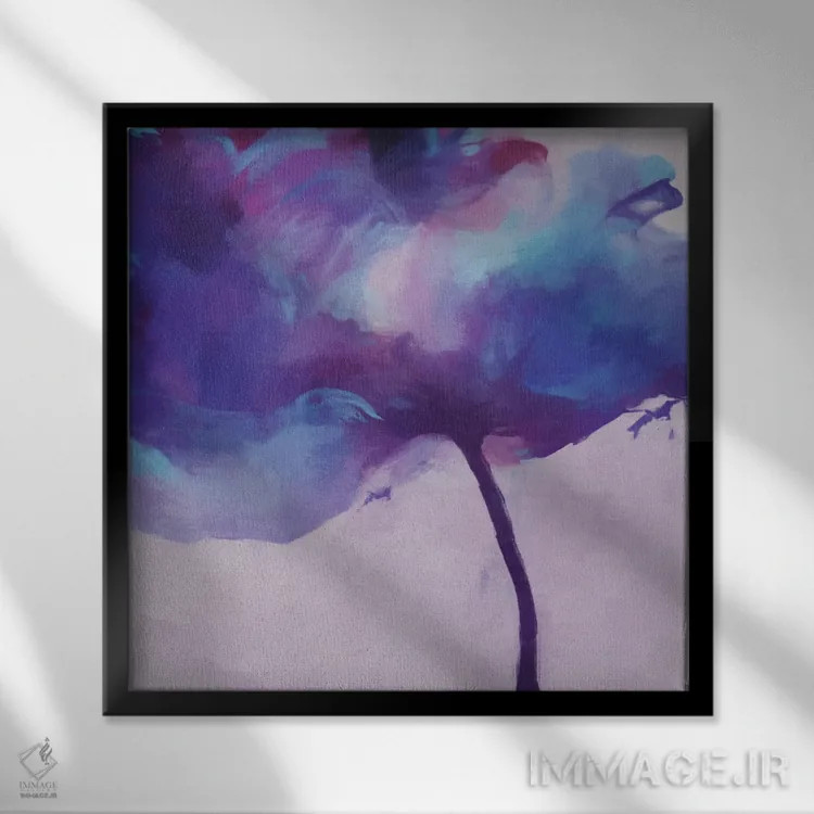 تابلو لالهٔ بنفش اثر آنجِل استوز - نمای قابدار مشکی
