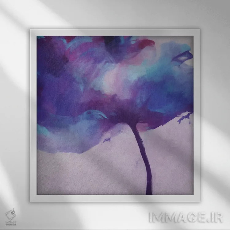 تابلو لالهٔ بنفش اثر آنجِل استوز - نمای قابدار سفید