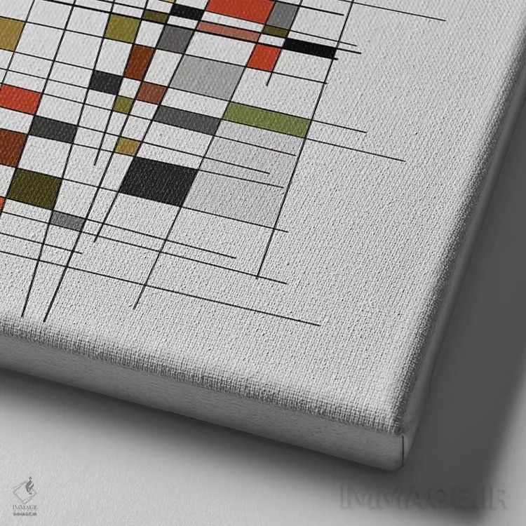 تابلو اشارهٔ موندریان II (سبک هنری) اثر آنجِل استوز - نمای نزدیک بافت بوم