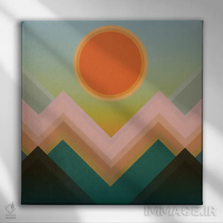 تابلو غروب خورشید در کوهها III اثر آنجِل استوز - نمای روبهرو روی دیوار