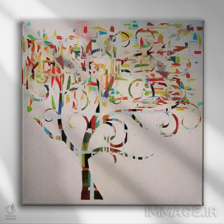 تابلو درخت رنگارنگ شماره شش اثر آنجِل استوز - نمای روبهرو روی دیوار