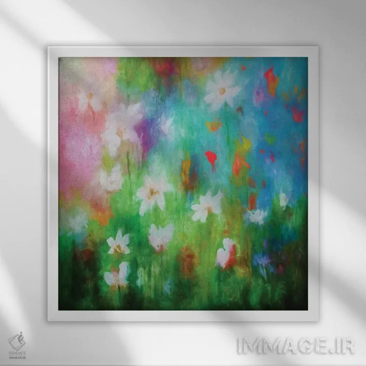 تابلو گلهای وحشی شماره شش اثر آنجِل استوز - نمای قابدار سفید