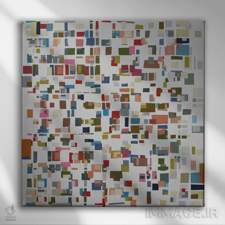 تابلو قطعات رنگی متعدد اثر آنجِل استوز - نمای روبهرو روی دیوار