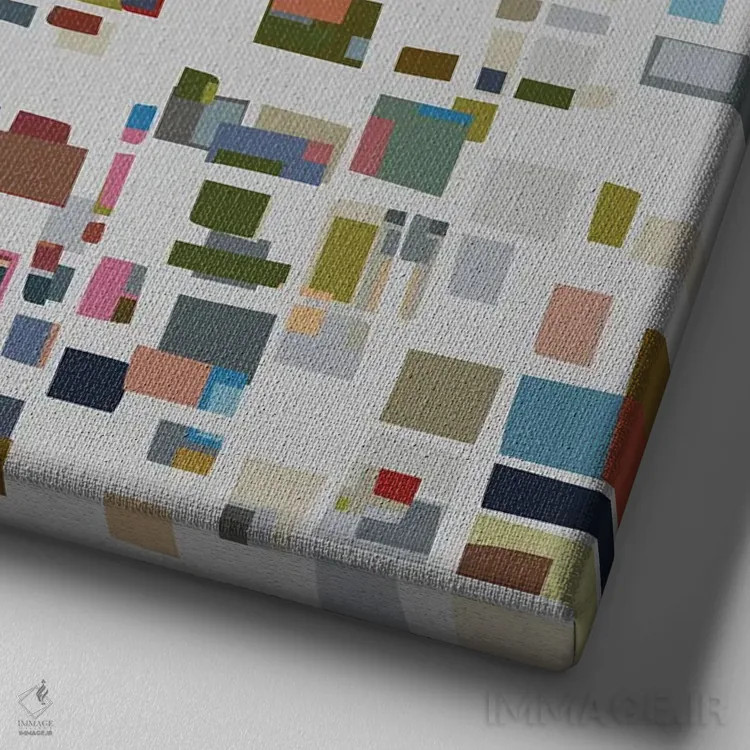 تابلو قطعات رنگی متعدد اثر آنجِل استوز - نمای نزدیک بافت بوم