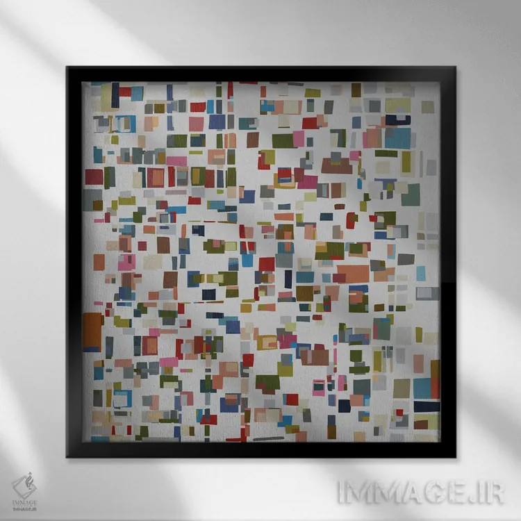 تابلو قطعات رنگی متعدد اثر آنجِل استوز - نمای قابدار مشکی