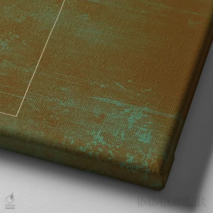 تابلو بانوی قانونشکن در رنگ زنگزده و فیروزهای اثر آلی فالکن - نمای نزدیک بافت بوم