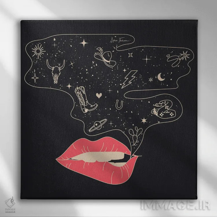 تابلو با لحن گاوچرانی با من حرف بزن اثر آلی فالکن - نمای روبهرو روی دیوار