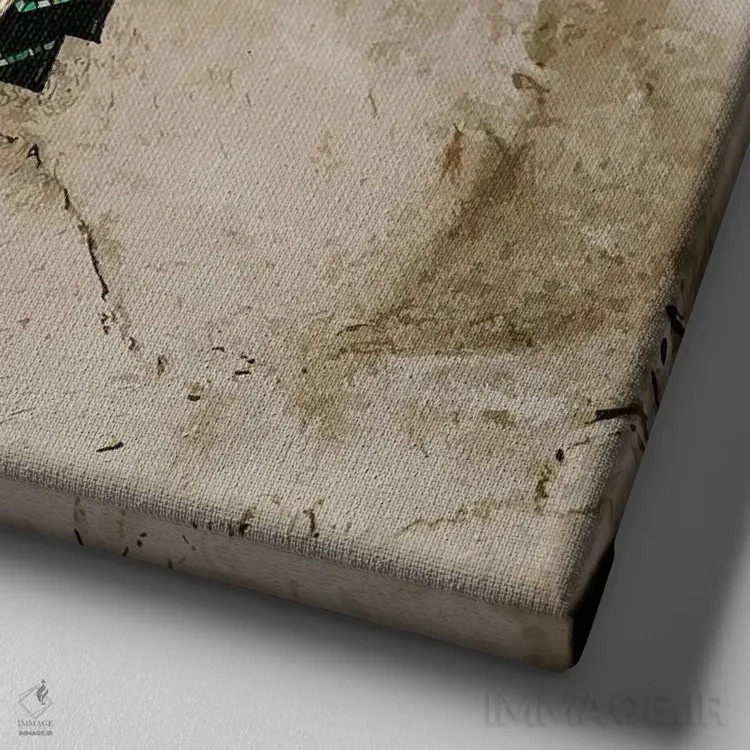 تابلو جمجمه بوفالو و فیروزهای اثر آلی فالکن - نمای نزدیک بافت بوم