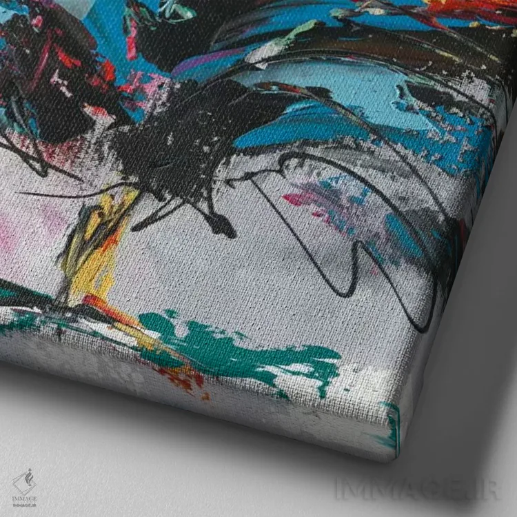 تابلو بیایید درباره مرغ صحبت کنیم اثر آرت فیوره - نمای نزدیک بافت بوم