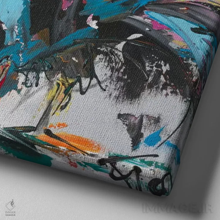 تابلو خانمها کجا هستند؟ اثر آرت فیوره - نمای نزدیک بافت بوم