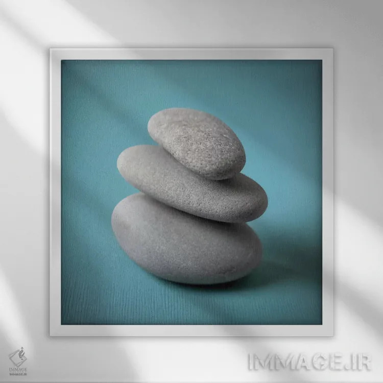 تابلو هنر سنگی اول اثر آصاف فرانک - نمای قابدار سفید