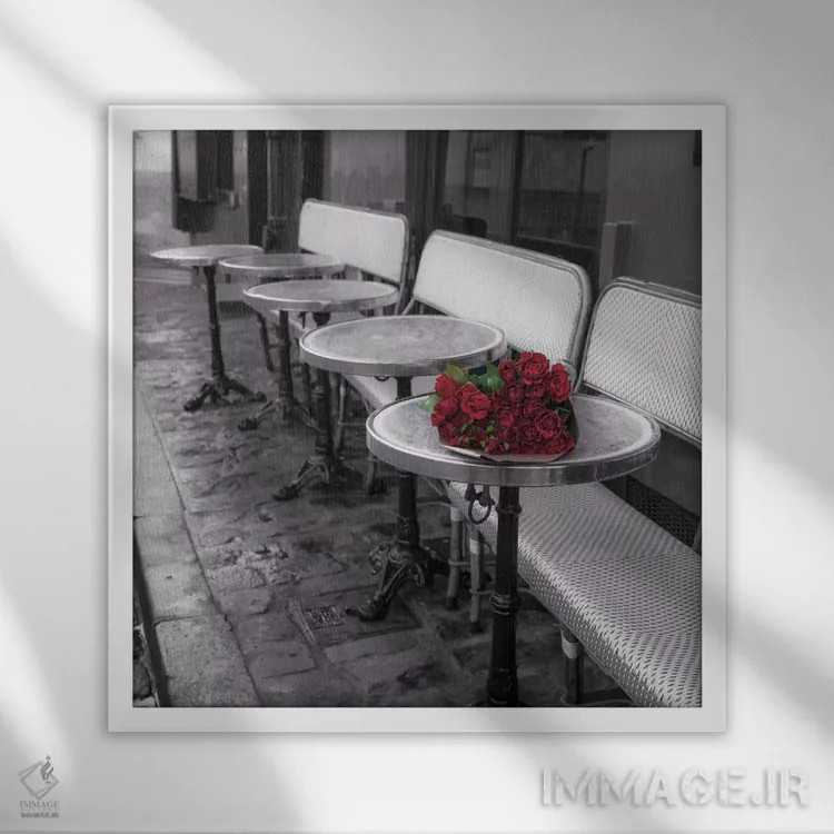 تابلو با گلها بگو دوم اثر آصاف فرانک - نمای قابدار سفید