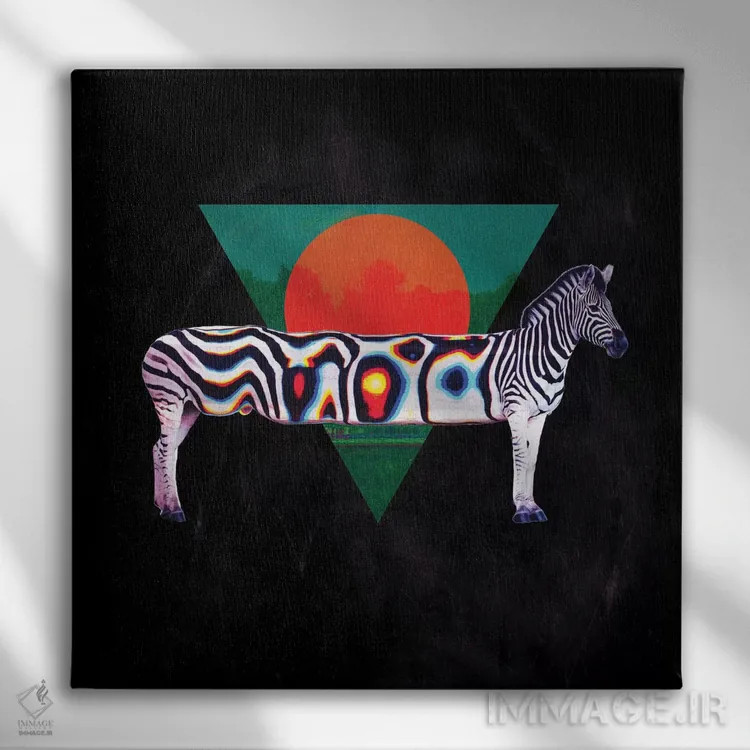 تابلو گورخر مربع اثر علی گولچ - نمای روبهرو روی دیوار