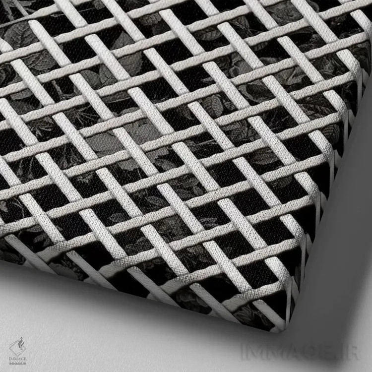 تابلو حصیر مربع اثر علی گولچ - نمای نزدیک بافت بوم