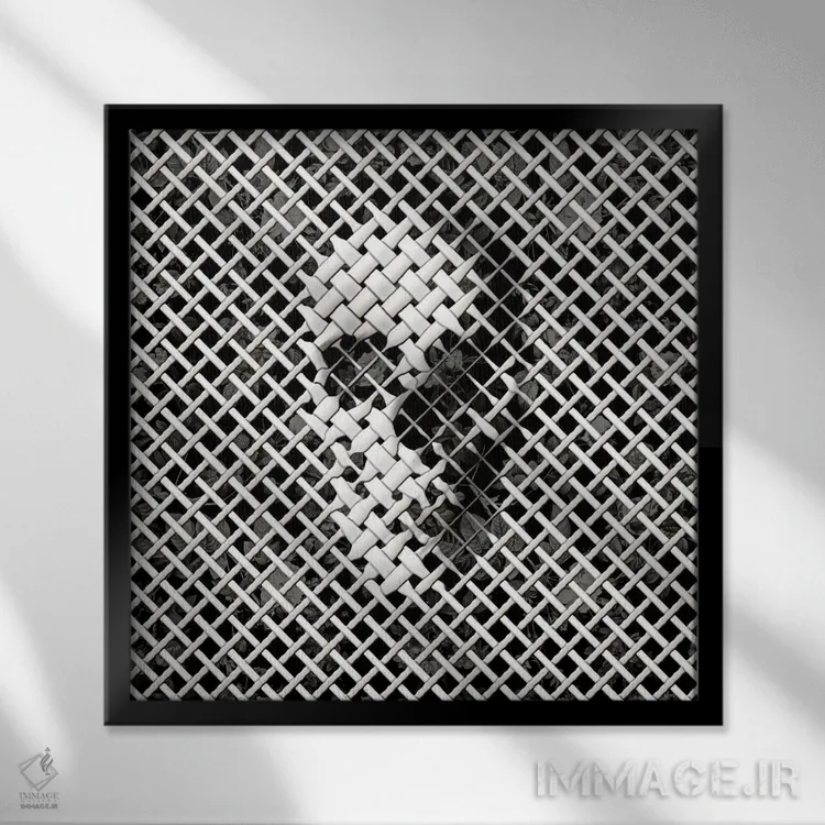 تابلو حصیر مربع اثر علی گولچ - نمای قابدار مشکی