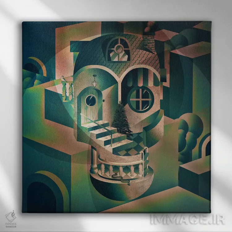 تابلو آرمانشهر اثر علی گولچ - نمای روبهرو روی دیوار