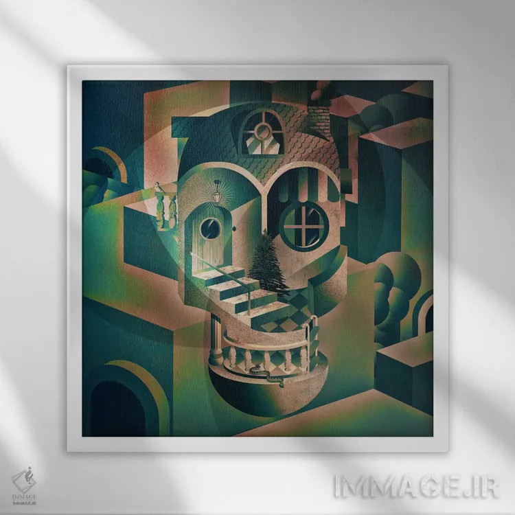 تابلو آرمانشهر اثر علی گولچ - نمای قابدار سفید